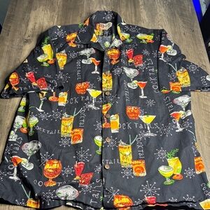 Hilo Hattie Black Cocktail Print Shirt Jacket